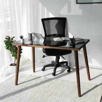 Produktbild von Schreibtisch Euphro, Mehrzweckschreibtisch, Bürotisch für PC, Eckschreibtisch, 110x60h73 cm, Nussbaum