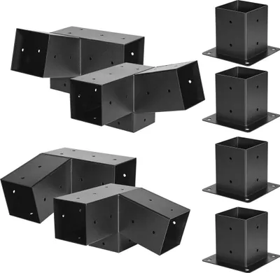Zdjęcie produktu dla Wspornik pergoli 4x4 cale, wewnętrzny 3,5x3,5, 3-kierunkowy, skośny, z podstawami