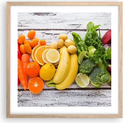 Produktbild von Gerahmtes Poster - Rahmen in heller Eiche - Essen Gemüse Essen frisch - 50x50 cm - Wand Bild - Wanddeko - Wandbilder - Wandposter - Bilderrahmen - Bilder - Kunstdruck - Wandbild - P2NAC50x50-2888