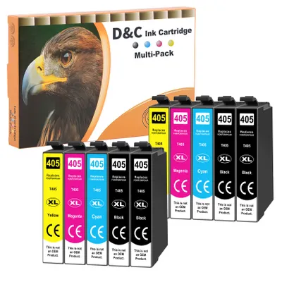 Produktbild von D&C 10pack 405XL Druckerpatronen für Epson 405 XL Patronen kompatibel mit Epson Workforce WF-3820 WF-4820 WF-3825 WF-4830 WF-4825 WF-7840 WF-7830