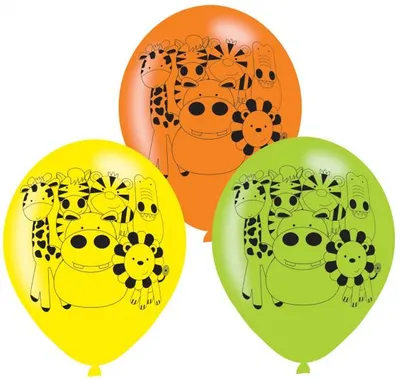 Produktbild von Amscan Party Luftballons mit Dschungeltiere Motiv, 6 Stück, Ø 22,8 cm