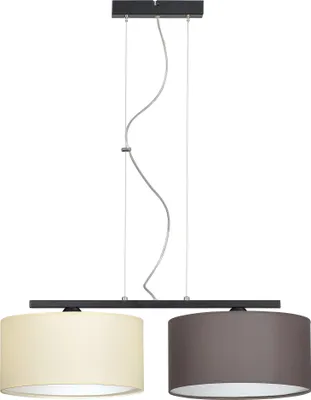 Image de Suspension avec abat-jour en tissu, design moderne, plafonnier LED 2x60W, éclairage élégant pour le salon, la chambre à coucher et la salle à manger