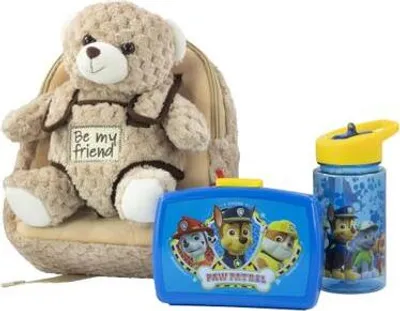 Produktbild von Plüschrucksack Bear Boy mit Brotdose und Trinkflasche