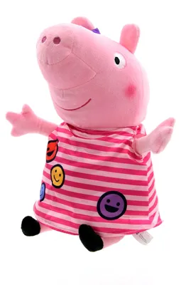 Produktbild von Peppa Wutz Plüschfigur (31cm) Plüschtier Kuscheltier Stofftier Pig Schweinchen Peppa gestreiftes Kleid