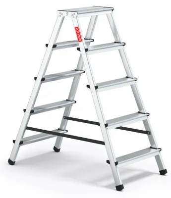 Obrázok produktu pre Baulich | Hliníkový rebrík pre domácnosť – 2x5 priečok – max. zaťaženie 120 kg – výška 2,62 m – protiskluzové nožičky