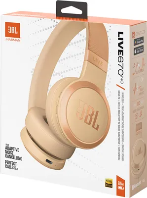 Zdjęcie produktu dla JBL Live 670NC, Bezprzewodowy, Połączenia/muzyka, 20 - 20000 Hz, 453 g, Zestaw słuchawkowy, Piaskowy