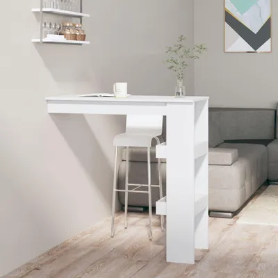 Image de vidaXL Table de bar murale blanche 102x45x103,5 cm Bois composite