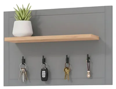 Produktbild von Dmora Garderobenhaken Mediglia 57 cm, Dunkelgrau, Wandmontage Set inkl. 4 Haken