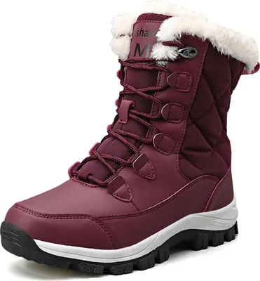 Produktbild von ASKSA Herren Damen Wasserdicht Gefuettert Schneestiefel Winterstiefel Rutschfest Mittelhoher Boot, Rot, Groesse: 41