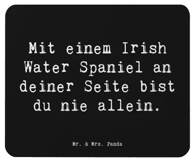 Produktbild von Mr. & Mrs. Panda Mauspad Spruch Irish Water Spaniel Begleiter - Schwarz - Geschenk, Wasserhund, treuer, Hundepflege, mousematte, Mousepad, Mouse Pad, pc, laptop, Hunde
