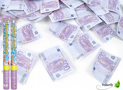 Produktbild von 1 Stück Konfettikanone 60cm, Farbe/Motive:500 EUR Geldscheine