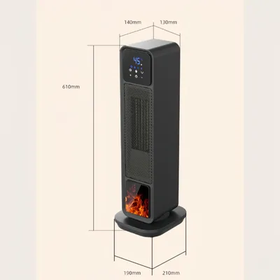 Imagen del producto de Estufa cerámica de pie – Con diseño de llama – Pantalla táctil y control remoto – 610 mm