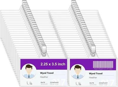 Produktbild von Famanu Namensschildhalter mit Clip - Transparentes Plastik - 40 Stück
