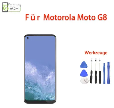 Produktbild von Für Motorola Moto G8 XT2045 Display LCD mit Rahmen Schwarz Touchscreen