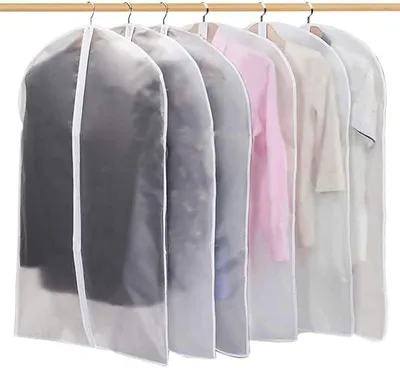 Produktbild von PolkaHome® 6er Set Transparente Kleiderschutzbeutel – Wasserabweisende Staubschutz Kleidersäcke mit Reißverschluss, 60 x 100 cm,