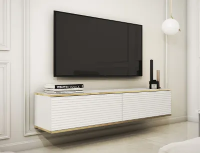 Produktbild von AX LIVING TV Hängeschrank Orkis MDF 135 cm Modern Funktional Weiß