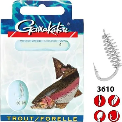 Produktbild von Gamakatsu Forelle LS-3610 Spirale 60cm - 10 gebundene Angelhaken, Hakengröße/Schnurdurchmesser:Gr. 6 / 0.22mm