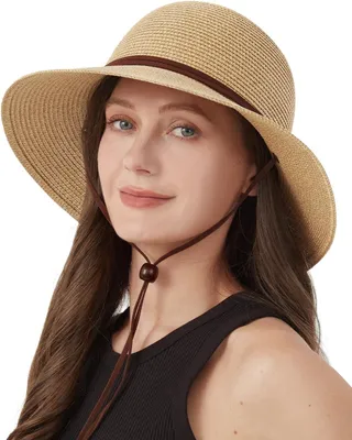 Immagine prodotto di Cappello da donna, cappello di paglia estivo, da spiaggia, protezione solare, leggero, estivo, beige, taglia S