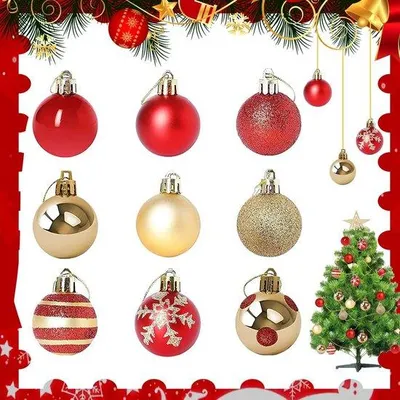 Produktbild von Famanu Weihnachtsbaumkugeln Set - 50 Stück Kunststoff Dekoration (4 cm) inkl. Aufhänger