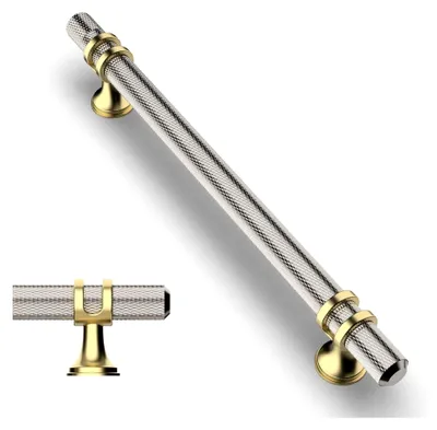 Produktbild von 10 Möbelgriffe aus gebürstetem Nickel mit 192 mm Lochabstand für Küchenschränke und Schubladen