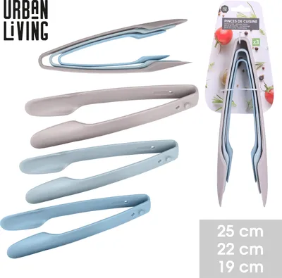 Immagine prodotto di Set di pinze da cucina 3 pezzi, in plastica, dimensioni 18 cm, 22 cm, 25 cm
