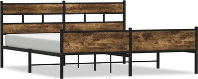 Obrázek produktu pro vidaXL Kovová postel bez matrace, kouřový dub 180x200 cm