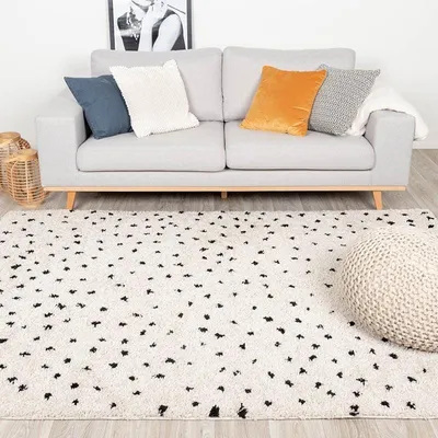 Image de Volero - Tapis à poils longs - Grand Dots Crème/Noir - 160x230 cm
