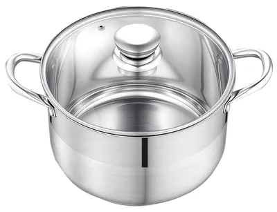 Zdjęcie produktu dla Garnek ze stali nierdzewnej SucceBuy o pojemności 7,6 l z pokrywką szklaną, przystosowany do kuchenek indukcyjnych, gazowych i elektrycznych. Uniwersalny do przygotowywania gulaszu, makaronów i zup. Nie zawiera PFOA ani PFAS, co zapewnia zdrowe gotowanie.