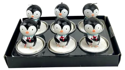 Produktbild von Handgefertigte Cartoon-Pinguin-Kerze – Duftfrei, lange Brenndauer von 3 Stunden, Dekoration für Feiern