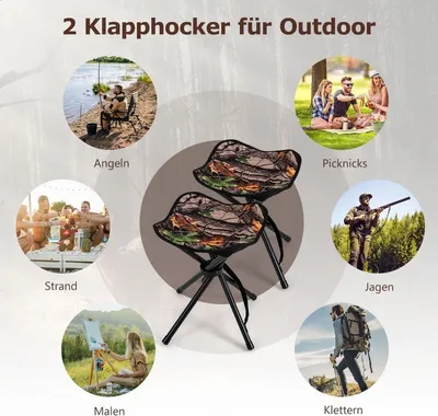 Produktbild von 2er-Pack faltbare Jagdhocker, leicht mit Tragegurt, 32 x 32 x 40 cm