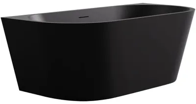 Zdjęcie produktu dla szkło ceramiczneO – Wolnostojąca wanna akrylowa Grazia, montowana na ścianie – czarna matowa – 150 x 70 cm