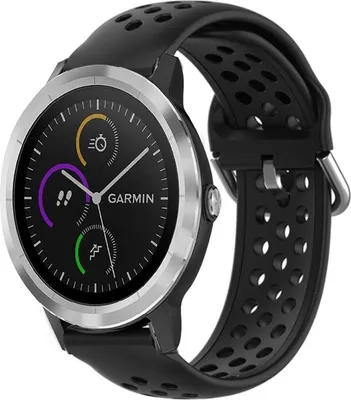 Produktbild von Strap-it Garmin Vivoactive 3 Silikonarmband mit Löchern (Schwarz)