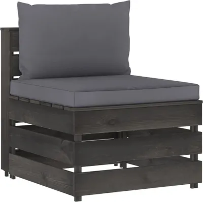 Produktbild von "2026 Promotion" Modulares Mittelsofa mit Kissen Grau Imprägniertes Holz - Gartenstühle CC3809