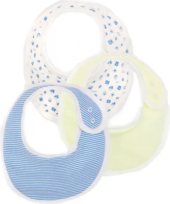 Produktbild von Petit Bateau Baby Lätzchen 3er Set hellblau creme tolles Geschenk Taufe Geburt