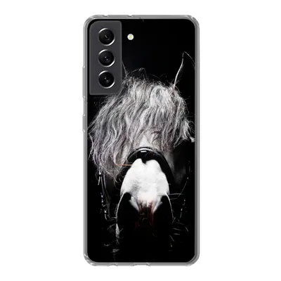 Produktbild von MuchoWow® Handyhülle Schutzhülle Hülle für Samsung Galaxy S21 FE Pferd - Porträt - Schwarz - Weiß Silikon Softcase Handy Hülle - Mobiltelefonhülle