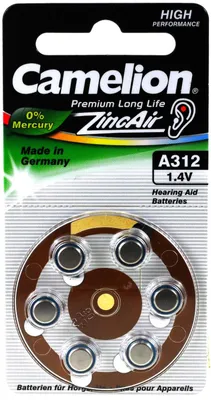 Produktbild von Camelion Hörgerätebatterie A312 ZL312 PR736 AE312 DA312 V312AT 312AE PR41 6er Blister