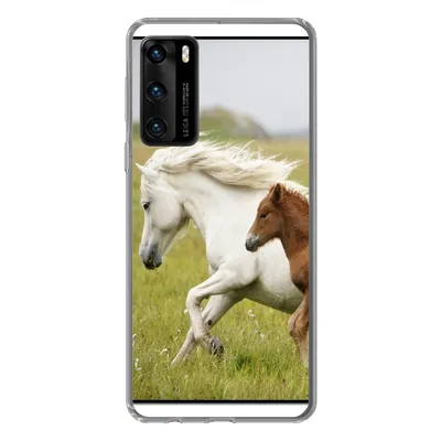 Produktbild von MuchoWow® Handyhülle Schutzhülle Hülle für Huawei P40 Pferde - Tiere - Gras Silikon Softcase Handy Hülle - Handytasche