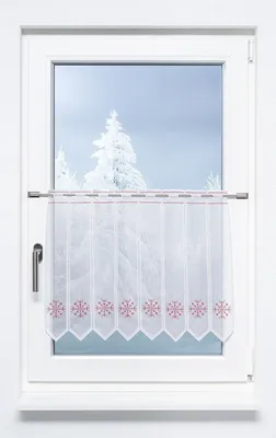 Produktbild von Scheibengardine Plauener Spitze - Eiskristall  (Bx H) 229,60cm * 49cm Rot/reinrot