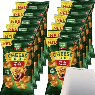 Produktbild von funny-frisch Cheese Cracker Chili Cheese VPE (12x100g Packung) + usy Block