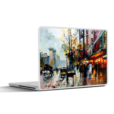 Produktbild von MuchoWow® Laptop Aufkleber Sticker Cover Gemälde - Stadt - Öl 40x30 cm - Laptop Dekoration - Selbstklebend