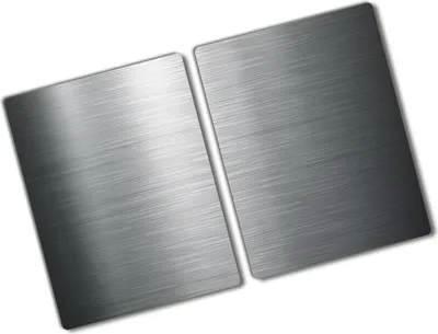 Produktbild von Tulup Glas Herdabdeckplatte - 2x40x52 cm - Glaskeramikkochfeld-Abdeckung Spritzschutz Glasabdeckplatte Kochplattenabdeckung und Schneidebrett - Zweiteilig - Kunst: modern & klassisch - Metall Hintergrund - Silber