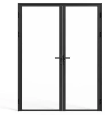 Produktbild von 2-Flügel-Komplett-Tür aus Aluminium und gehärtetem Glas - H 204 x B 146 cm - LOXTON