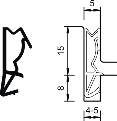 Produktbild von Haustürdichtung S 6515a, Kunststoff schwarz