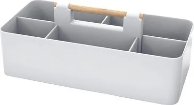 Productafbeelding van Universele organizer in grijs, 32 x 15,5 x 8 cm, make-up- en verzorgingskoffer met 5 lades voor cosmetica, ook perfect als bureau- of opbergorganizer voor thuis