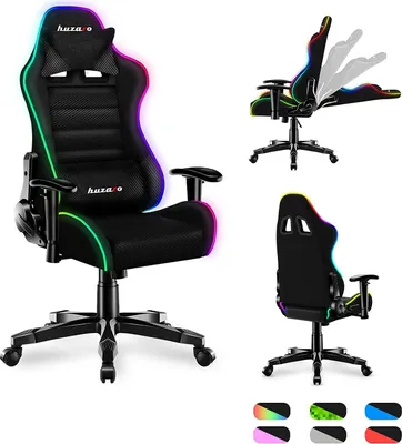 Immagine prodotto di huzaro "Ranger" 6.0 Sedia per bambini Sedia da gioco Sedia da ufficio Sedia da scrivania Braccioli regolabili Design ergonomico Cuscino per il collo Cuscino lombare RGB