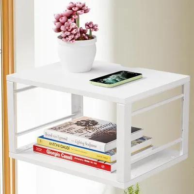 Produktbild von 2x Hängender Nachttisch,Schwebender Nachtschrank,Nachttisch Regal aus Holz und Metall,Wandregal,Nachttisch für Schlafzimmer 40x30x20cm