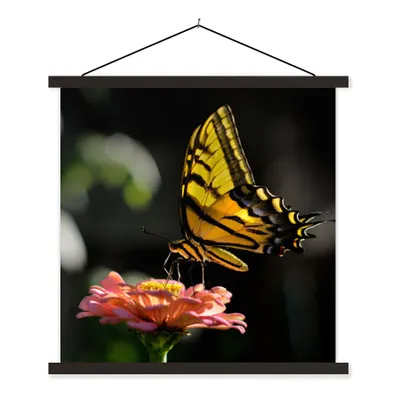 Produktbild von MuchoWow® Textilposter Schmetterling - Botanisch - Blume 40x40 cm mit schwarzem Rahmen - Fotos
