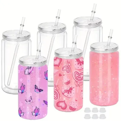 Schneeballbecher 6er-Set 473 ml doppelwandig isoliert mit Deckel