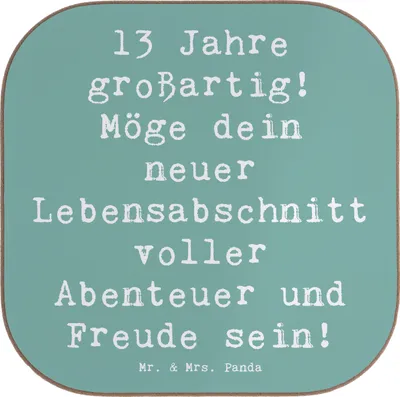 Produktbild von Mr. & Mrs. Panda Untersetzer Tasse Spruch 13. Geburtstag Freude - Meeresbrise - Geschenk, Gläser, persönliche Entwicklung, Jubiläum, Alter, Tassen, Happy Birthday, für