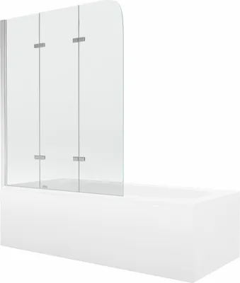 Zdjęcie produktu dla Mexen Vega wanna prostokątna 170 x 70 cm z obudową i parawanem 3-skrzydłowym 120 cm, transparent, chrom - 550117070X9012030100